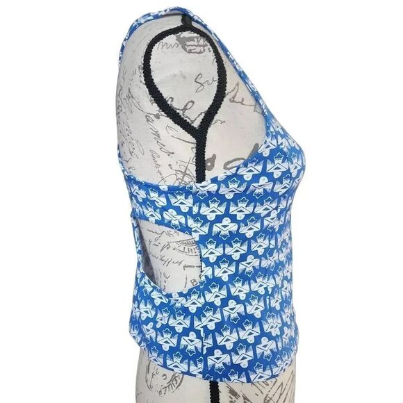 Nollie Women's Size Large Blue White Eagle Print Back Cutout Tank Top - Picture 6 of 6